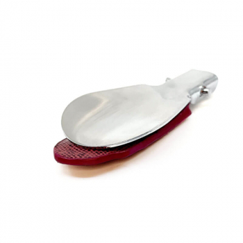 Trixi Gronau travel shoehorn, Cedric, stainless steel, leather Tejus aubergine, closed back